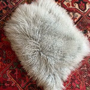 Real Mongolian fur pale sky blue pillow case/covering home decor NWT Z gallery 2
